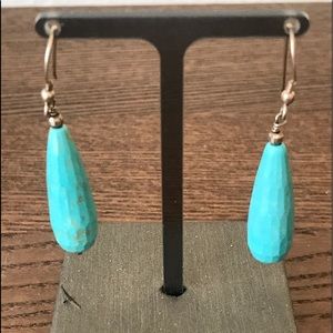FACETED TURQUOISE DROP EARRINGS EUC